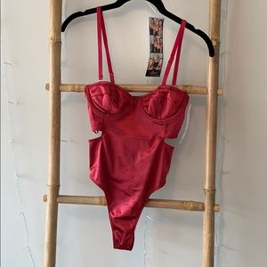red metallic bodysuit. Never worn!